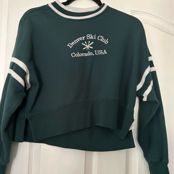 Abercrombie & Fitch Green Ski Crew Neck Cropped Sweatshirt xs - Picture 2 of 7